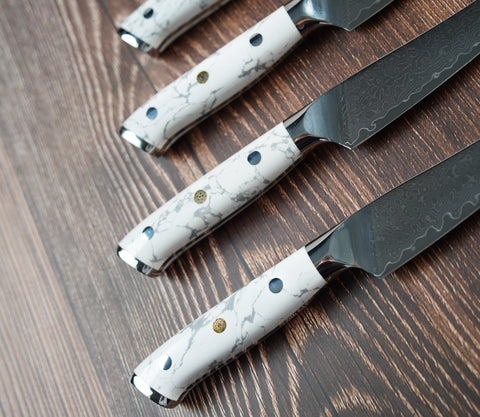 Couteau à steak - Manche en marbre - lot de 4
