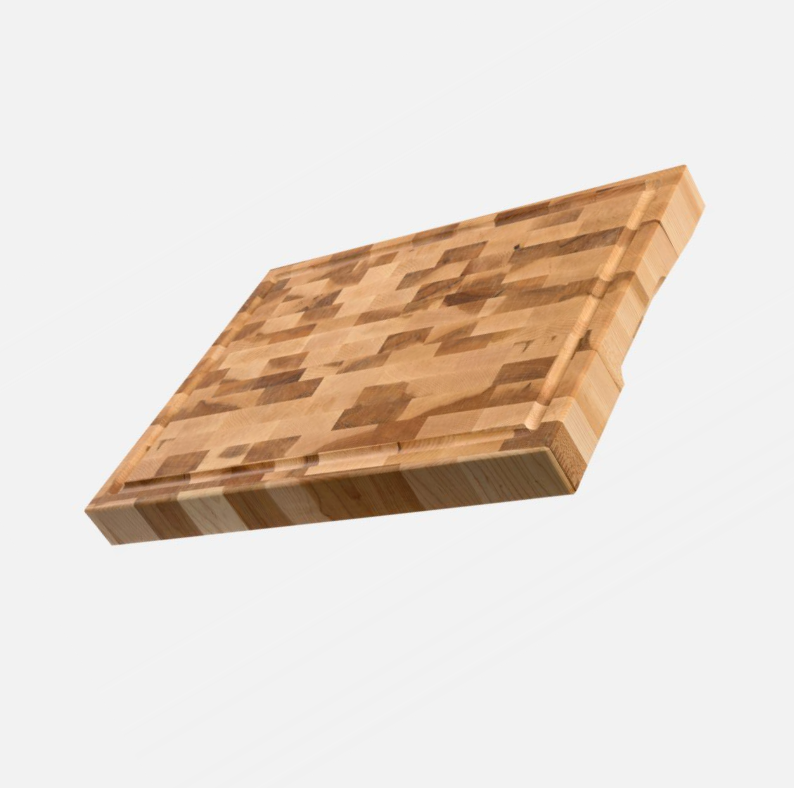 Grande planche à découper en bois d'érable, multi-usages, réversible, bloc de boucher épais de qualité supérieure avec poignées, rainure à jus et support Grande planche à découper en bois d'érable, multi-usages, réversible, bloc de boucher épais de qualité supérieure avec poignées, rainure à jus et support