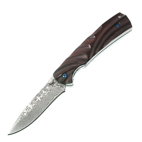 Folding Knife - Damascus Nama Bark by Alambika - Alambika Canada