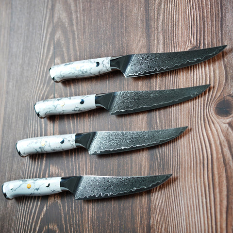 Couteau à steak - Manche en marbre - lot de 4