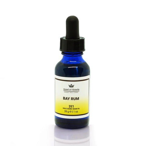 Henri et Victoria - Huile à barbe Pré-rasage - Bay Rum 28g