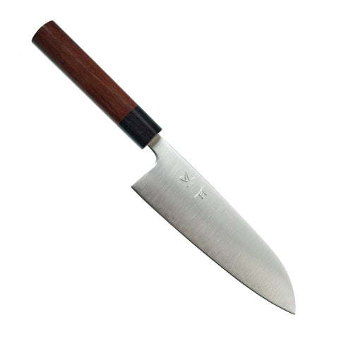 Akifusa Santoku Aogami-Super, Migaki, Rosewood Shinogi Handle - 165 mm by Akifusa - Alambika Canada