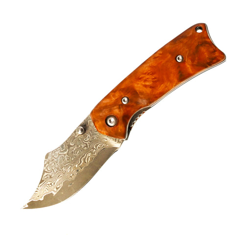 Folding Knife - Damascus Nama Rhino by Alambika - Alambika Canada