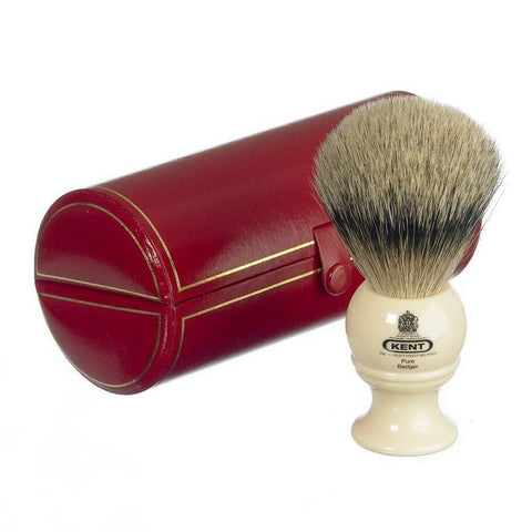 Kent Shaving Brush, Pure Grey Badger, Medium, Black Handle by Kent - Alambika Canada